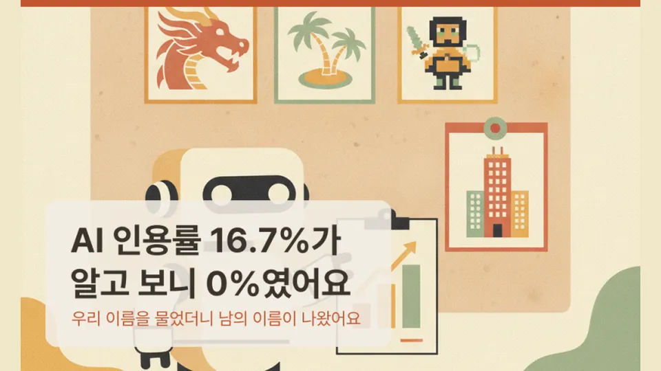 AI 인용률 측정 — 16.7%가 동명이인이라 실제론 0%였어요