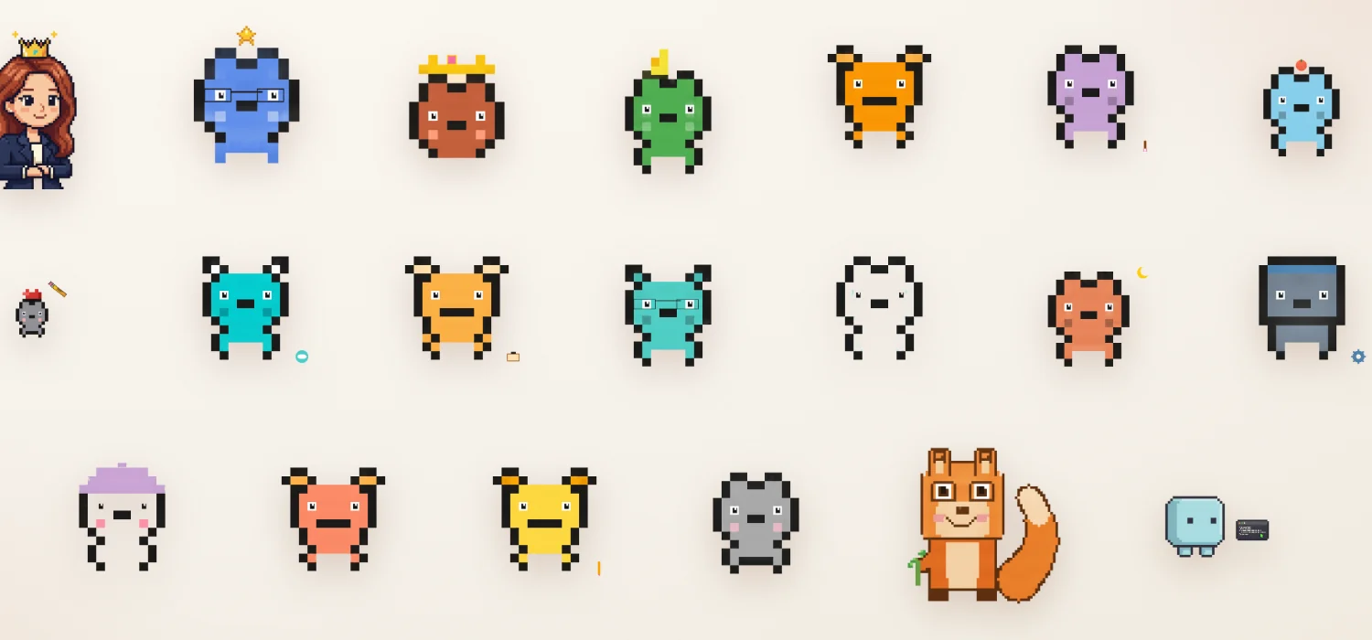 Twenty Dream Team agent characters built with kndli and Claude, gathered in one frame